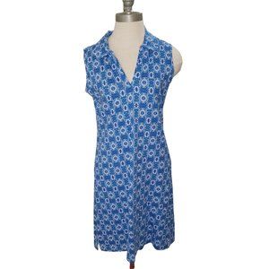 CT514 Lee Riders Sleeveless V-neck Floral Blue Mini Dress S
